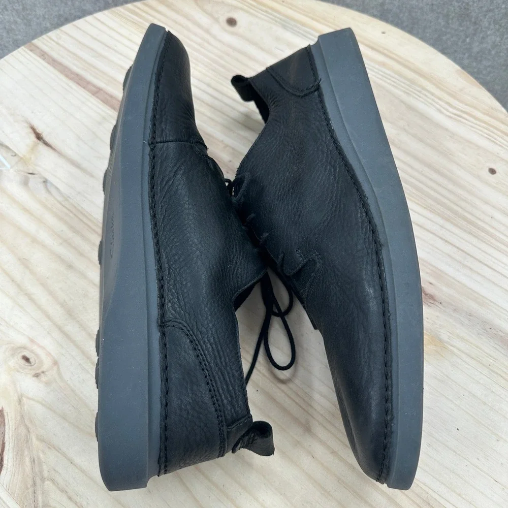 Clarks Hale Lace Shoes Mens 13 Black Leather Casual Derby Oxfords Buttery Soft